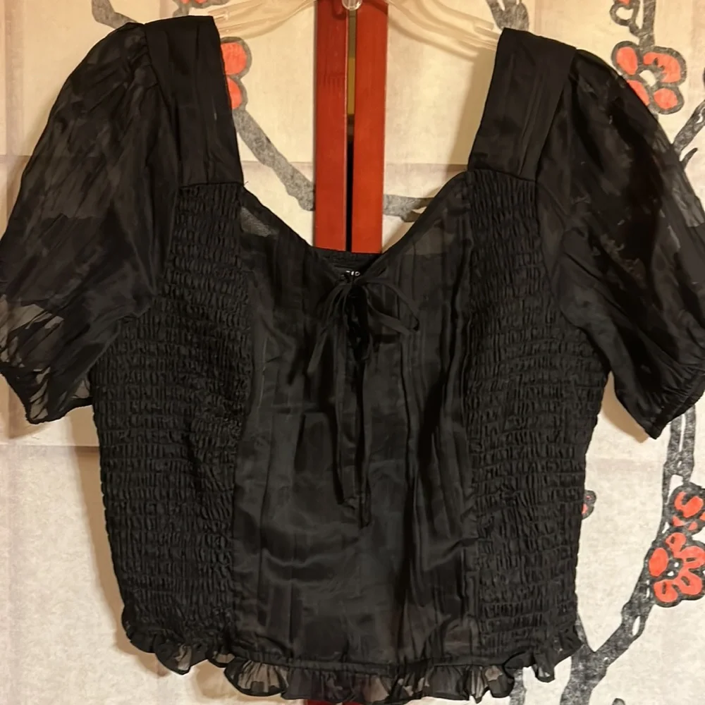NWT!! Cotton Clip Floral Smocked Crop Top from Torrid, Cute Decorative Designs - Picture 5 of 7